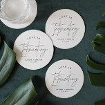 HARLOW Modern Wedding Love is Intoxicating Round Paper Coaster<br><div class="desc">Harlow Collection - a perfect blend of clean sophistication and modern flair. It's designed with a modern script font that exudes style and elegance. Each product in the collection is thoughtfully crafted to showcase a look that is both timeless and on-trend.</div>