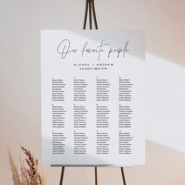 HARLOW Our Favorite People Seating Chart 18x24 Foam Board | Zazzle