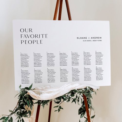 HARLOW Our Favorite People Seating Chart 18x24 Foam Board