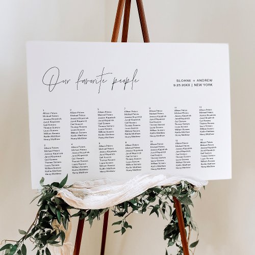 HARLOW Our Favorite People Seating Chart 18x24 Foam Board