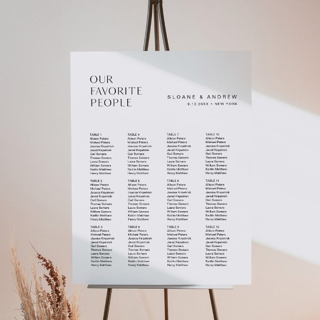HARLOW Our Favorite People Seating Chart 18x24 Foam Board (Creator Uploaded)