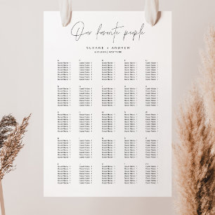 HARLOW Our Favorite People Seating Chart 24x36 Foam Board