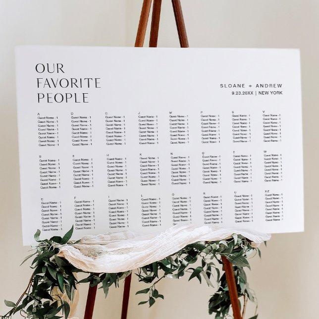HARLOW Our Favorite People Seating Chart 24x36 Foam Board (Creator Uploaded)