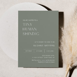 HARLOW Sage Baby Shower Tiny Human Shindig Invitation