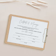 Harlow Wedding Certificate Of Marriage 8.5x11 Poster at Zazzle