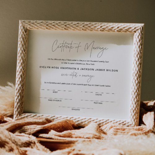 HARLOW Wedding Certificate Of Marriage 8x10 Poster