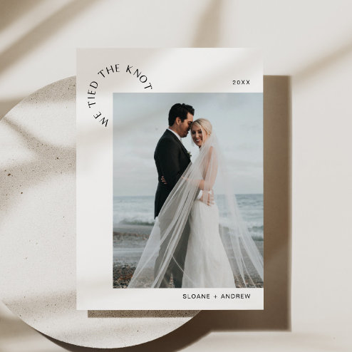 Wedding announcements - Pink Dramatic personalized gifts for you Harlow we tied the knot wedding elopement announcement
