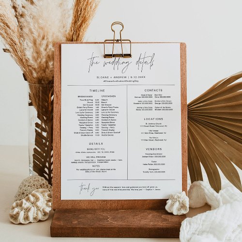 HARLOW Wedding Party Timeline  Info