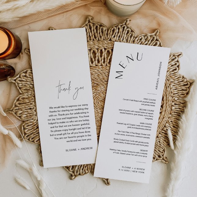 HARLOW Wedding Place Card Menu, Minimalist 4x9 (Creator Uploaded)