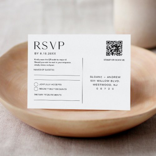 HARLOW Wedding RSVP QR Code Postcard