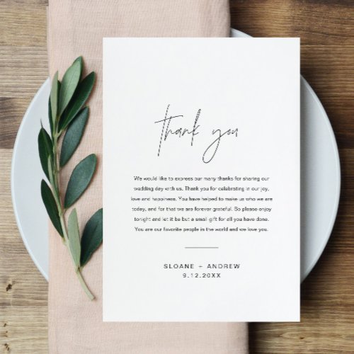 HARLOW Wedding Thank you Letter Napkin Note Card