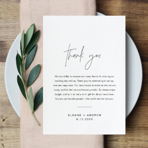 HARLOW Wedding Thank you Letter Napkin Note Card