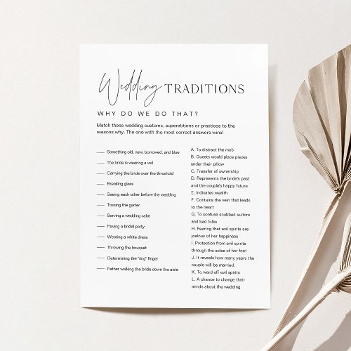 HARLOW Wedding Traditions Bridal Shower Game Card