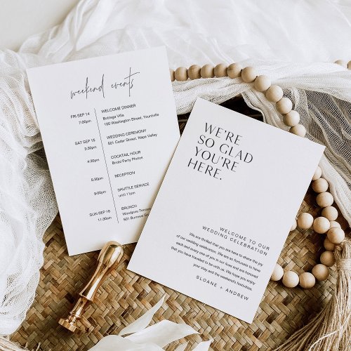 HARLOW Wedding Welcome Letter  Itinerary Card