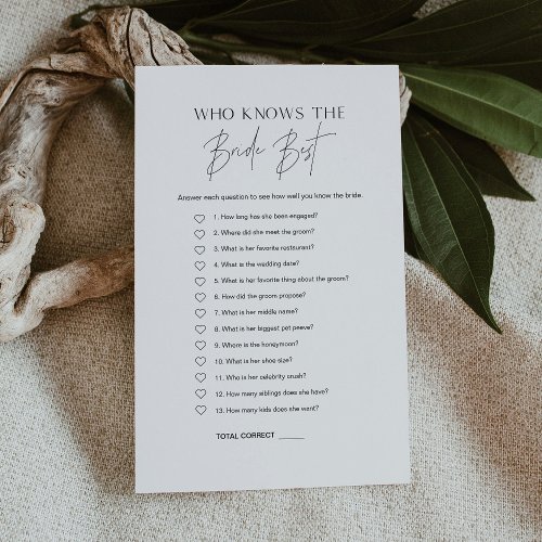 HARLOW Who Knows The Bride Best Bridal Shower Game