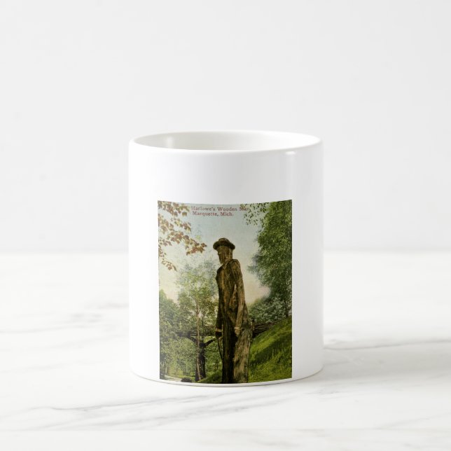 Harlow's Wooden Man Marquette, Michigan Coffee Mug (Center)