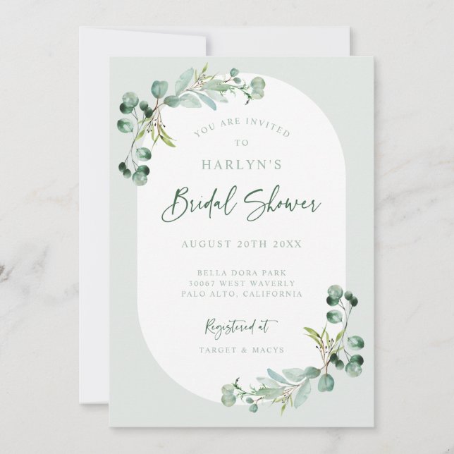 HARLYN Eucalyptus Bridal Shower Party Invitation (Front)