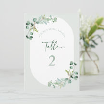 HARLYN Table Number Eucalyptus Bridal Shower Card