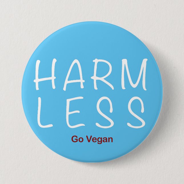 Harm Less - Go Vegan (Light Version) Button (Front)