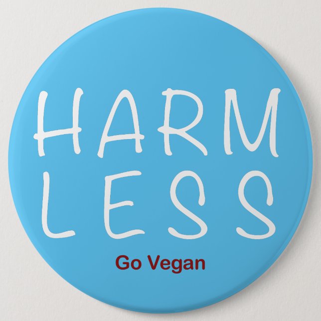 Harm Less - Go Vegan (Light Version) Button (Front)