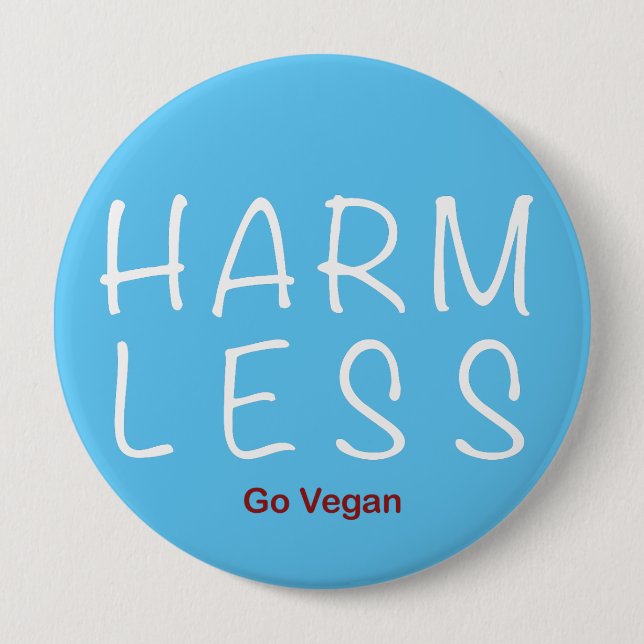 Harm Less - Go Vegan (Light Version) Button (Front)