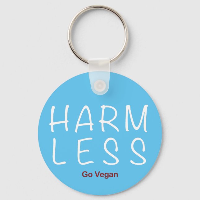 Harm Less - Go Vegan (Light Version) Keychain (Front)
