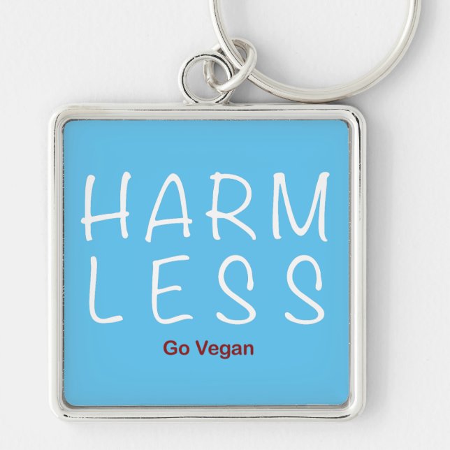 Harm Less - Go Vegan (Light Version) Keychain (Front)
