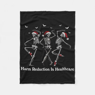 Harm Reduction Skeleton Dancing Christmas Overdose Fleece Blanket