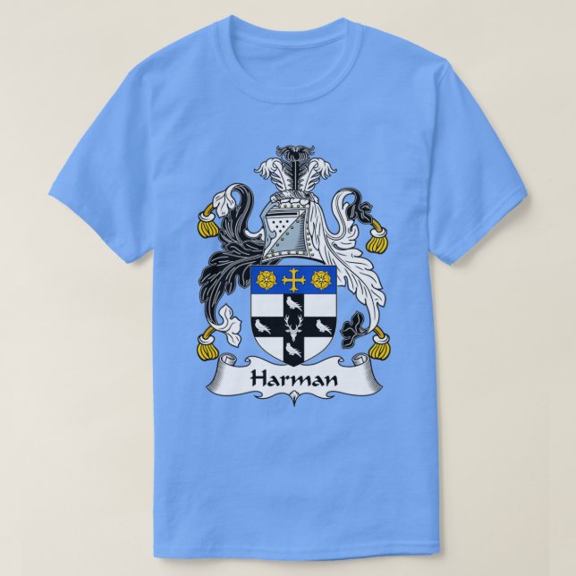 Harman Coat of Arms Family Crest  T-Shirt (Design Front)