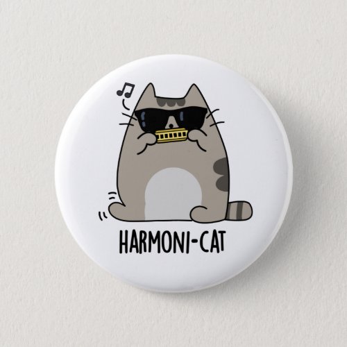 Harmoni_cat Funny Harmonica Cat Pun  Button