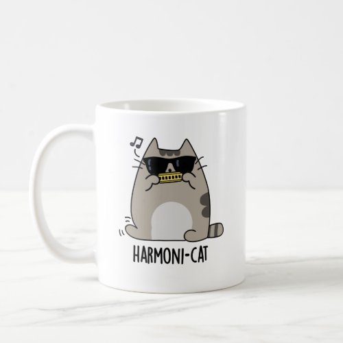 Harmoni_cat Funny Harmonica Cat Pun  Coffee Mug