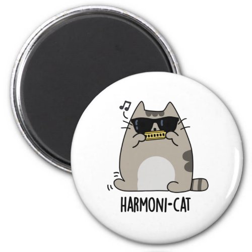 Harmoni_cat Funny Harmonica Cat Pun  Magnet