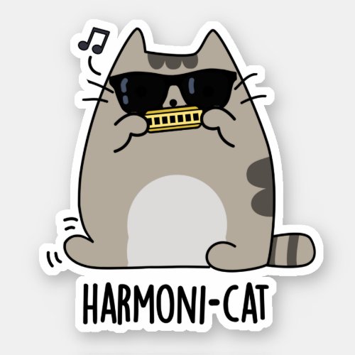 Harmoni_cat Funny Harmonica Cat Pun  Sticker