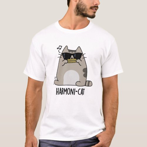 Harmoni_cat Funny Harmonica Cat Pun  T_Shirt