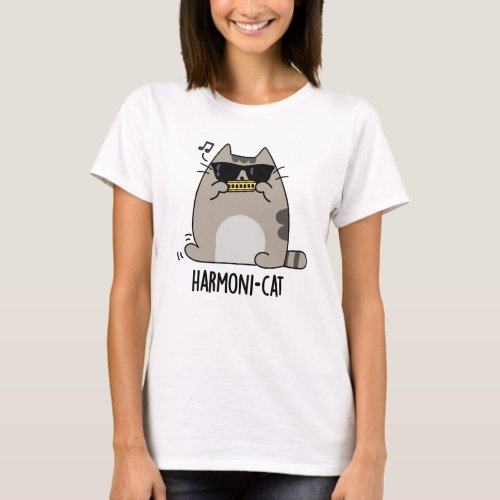 Harmoni_cat Funny Harmonica Cat Pun  T_Shirt