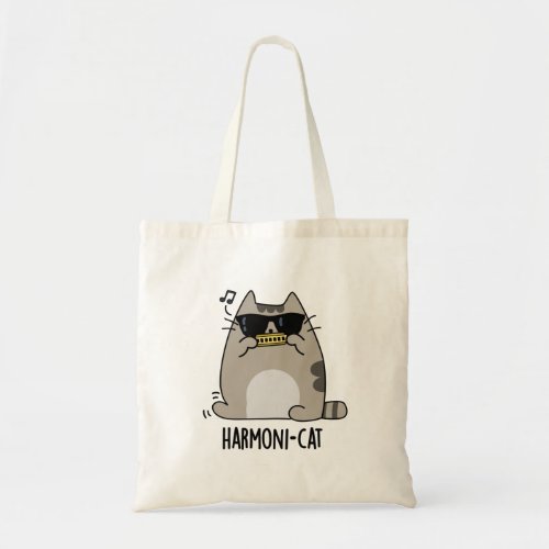 Harmoni_cat Funny Harmonica Cat Pun  Tote Bag