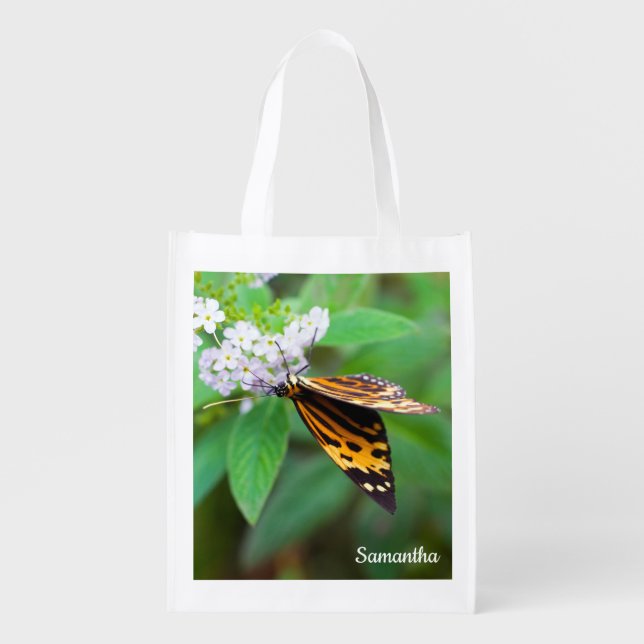 Harmonia Tiger-wing Butterfly Grocery Bag (Front)