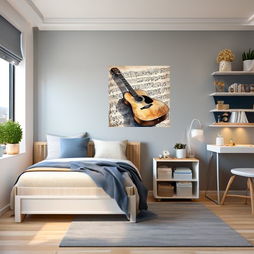 Harmonic Elegance Acoustic Guitar Sheet Music  Poster