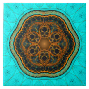 Harmonic fractal mandala ceramic tile
