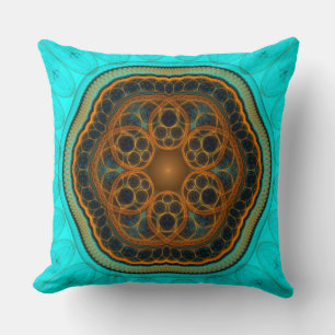 Harmonic fractal mandala throw pillow
