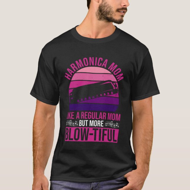 Harmonic Player Mom And Harmonica Mother T-Shirt (Front)