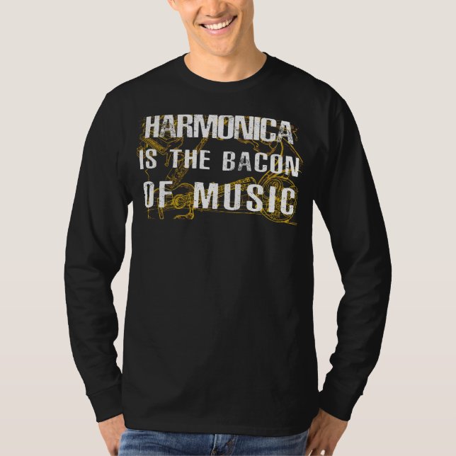 Harmonic Sizzle: Harmonica - The Musical Bacon! Hi T-Shirt (Front)