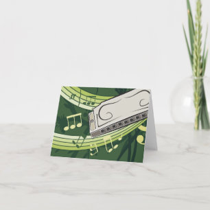 Harmonica Blues and Folk Music Letterpress Thank You Card