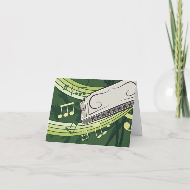 Harmonica Blues and Folk Music Letterpress Thank You Card (Front)