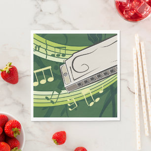 Harmonica Blues and Folk Music Napkins