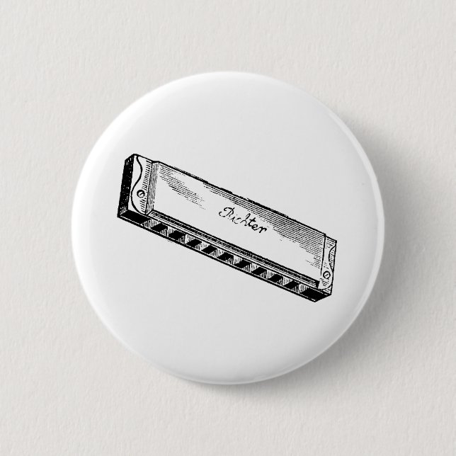 Harmonica/Blues Harp Pinback Button (Front)