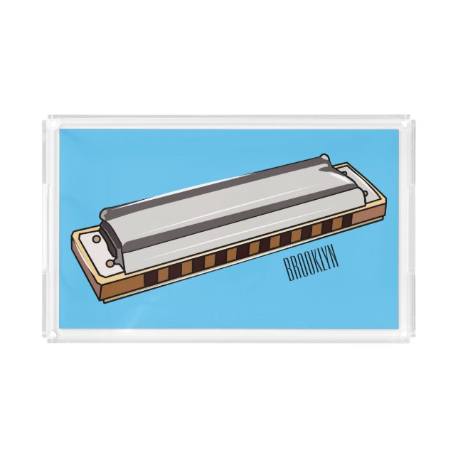Harmonica cartoon illustration acrylic tray (Front)