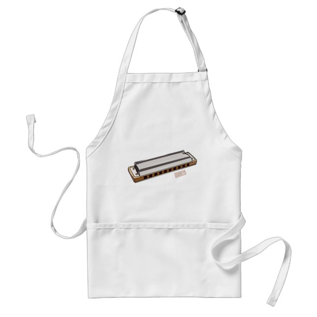 Harmonica cartoon illustration adult apron (Front)
