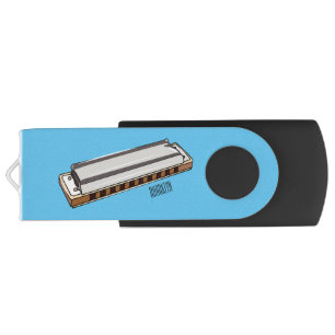 Harmonica cartoon illustration flash drive