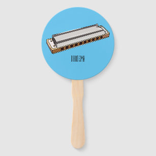 Harmonica cartoon illustration hand fan